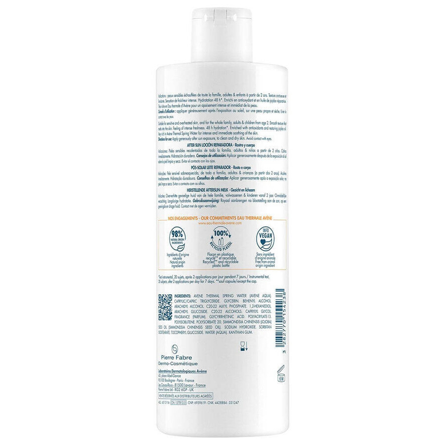 Avène After-Sun Restructuring Milk pentru piele sensibilă 400ml Avène After-Sun Restructuring Milk pentru piele sensibilă 400ml