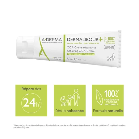 A-Derma Dermalibour+ CICA-Cream Restrukturierend Reinigend Irritierte Haut 50ml