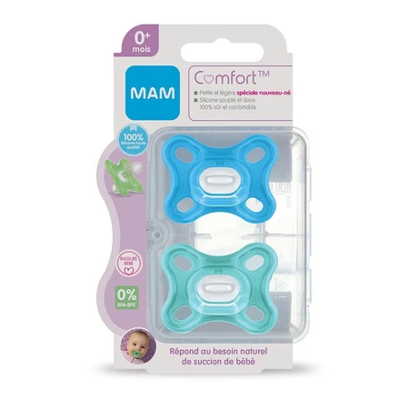 Mam Comfort Symmetrische Fopspenen Silicone Origineel met sterilisatiedoosje 0 maanden+ 2st