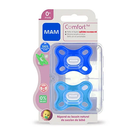 Mam Comfort Symmetrische Fopspenen Silicone Origineel met sterilisatiedoosje 0 maanden+ 2st