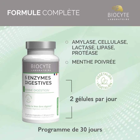 Biocyte Longevity 5 enzimas digestivas 60 cápsulas