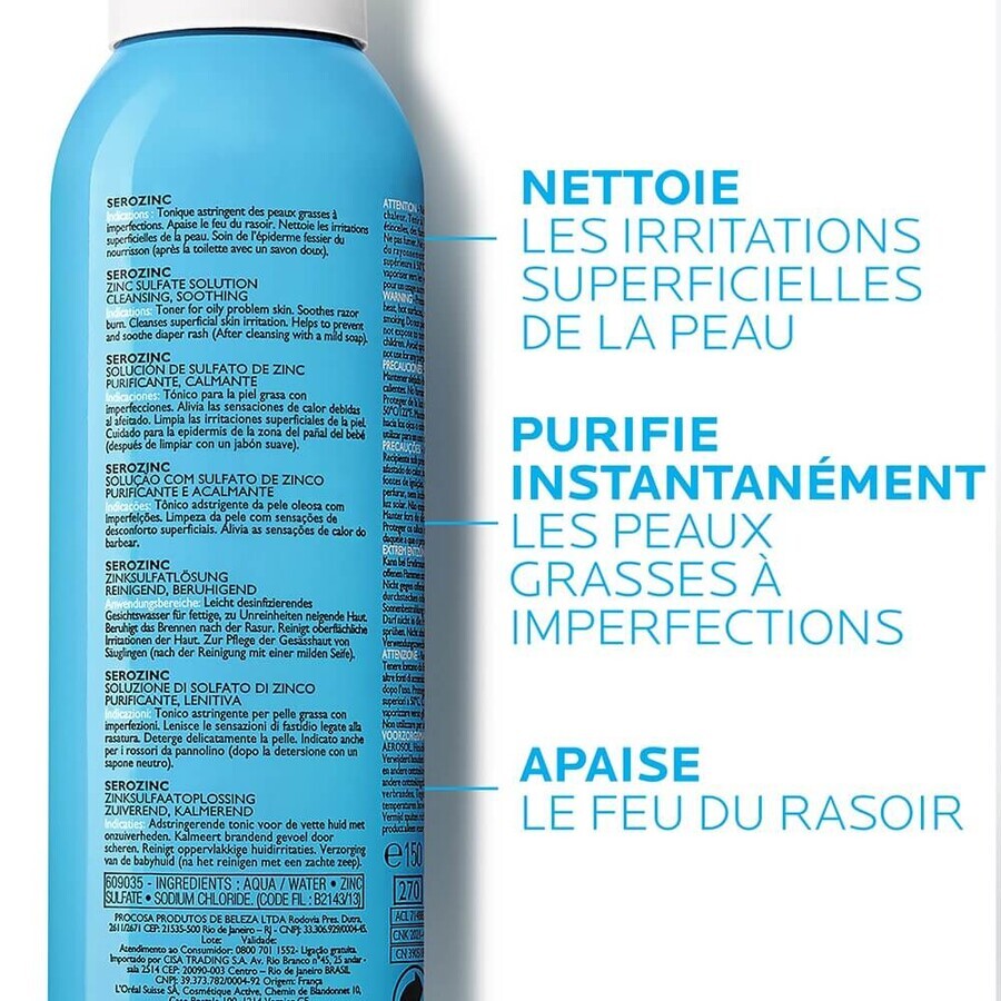 La Roche-Posay Serozinc Purifying and Soothing Solution cu sulfat de zinc 150ml La Roche-Posay Serozinc Purifying and Soothing Solution cu sulfat de zinc 150ml