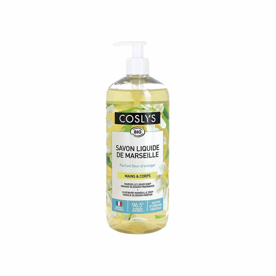 Coslys Sapone liquido di Marsiglia ai fiori d'Arancio Bio Mani e corpo 1L