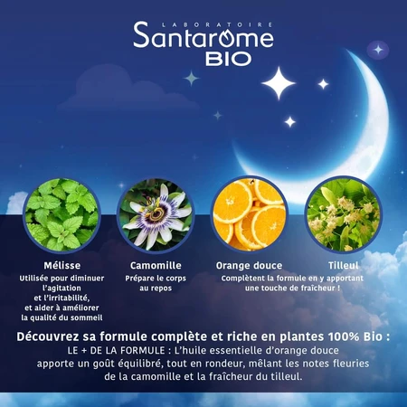 Santarome Bonne Nuit Infusion Sommeil et Relaxation Bio Saveur Orange 20 Sachets