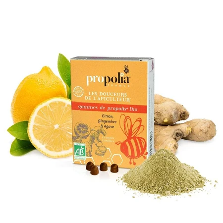 Goma de Propóleo Sirope de Ágave Jengibre y Limón BIO 45g