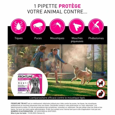Frontline Tri-act Spot-on Dog 20-40 kg 3 4-mL pipettes