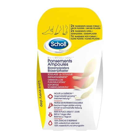 Scholl Apósitos para ampollas en diferentes tamaños Para talones y dedos x5