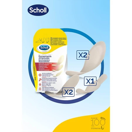 Scholl Apósitos para ampollas en diferentes tamaños Para talones y dedos x5