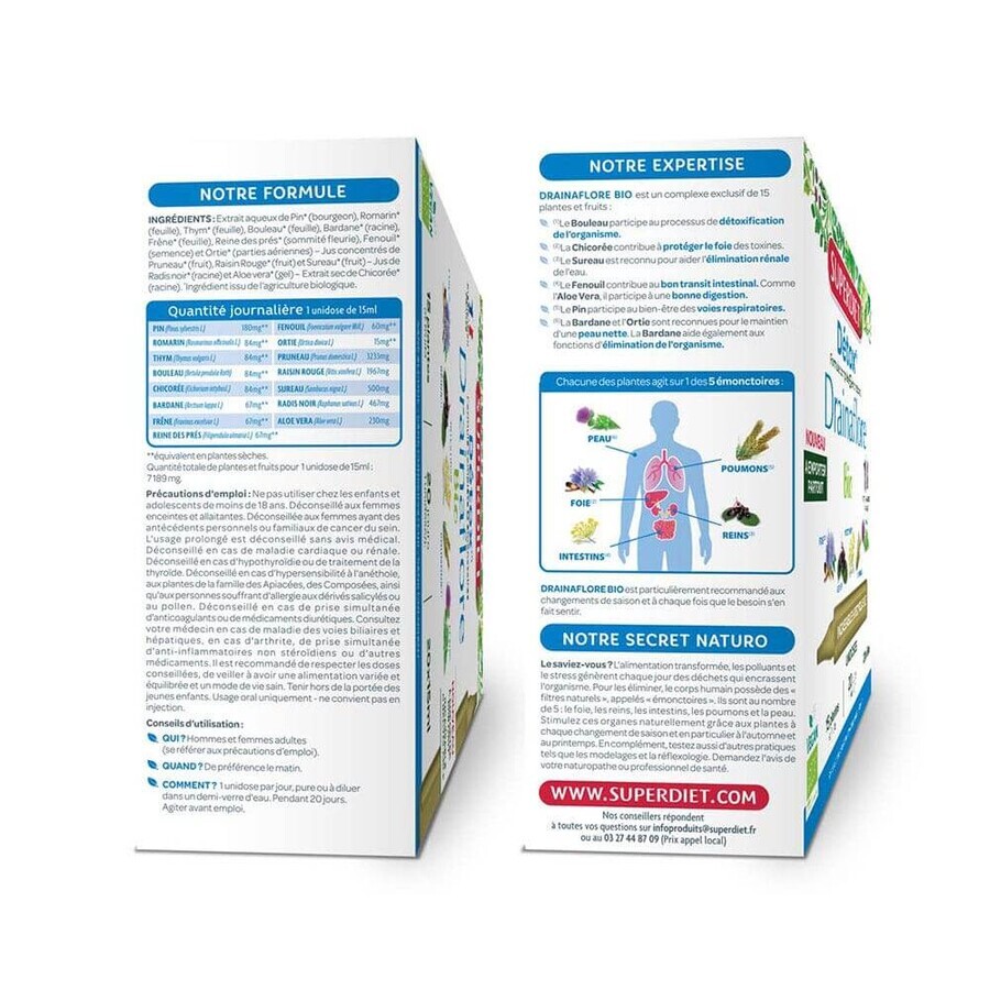 Superdiet Drainaflore Unidose Bio 300 ml