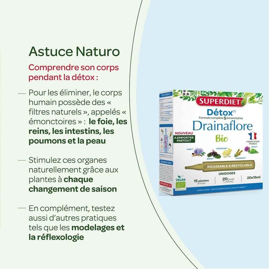 Superdiet Drainaflore Unidose Bio 300 ml Superdiet Drainaflore Unidose Bio 300 ml