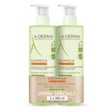 A-Derma Exomega Control Gel de curățare emolient pentru corp și păr 2x500ml