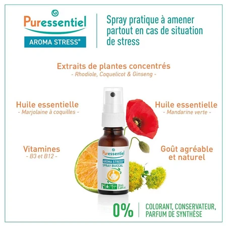 Puressentiel Aroma Stress Spray bucal Con aceites esenciales bio 20ml