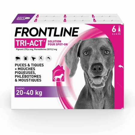 Frontline Tri-act Spot-on Chien de 20-40kg 6 Pipettes de 4ml
