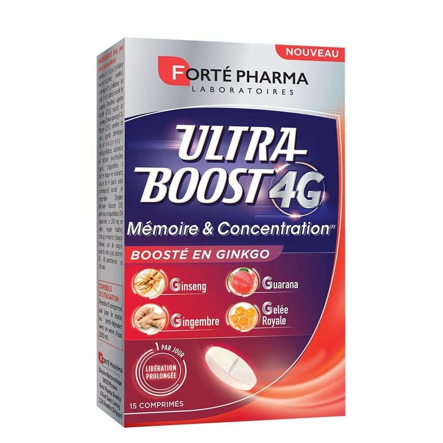 Forté Pharma Ultra Boost 4G Memoria e concentrazione Ginseng Ginkgo 15 compresse