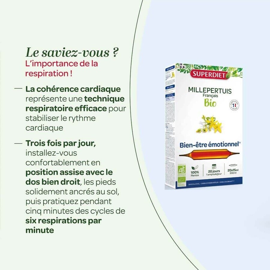 Superdiet Millepertuis Bio Bien-Être Émotionnel 20 Ampoules