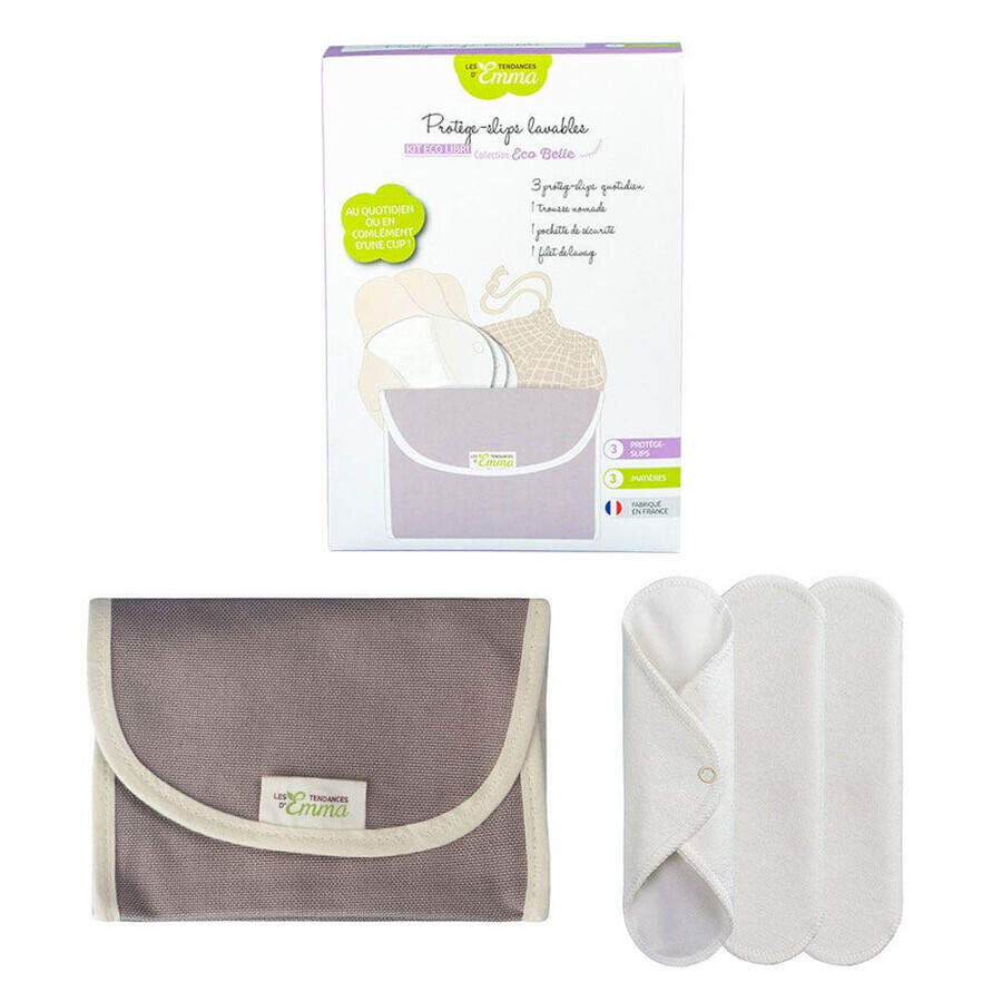 Les Tendances D'Emma Eco Belle Kit mit 3 waschbaren Slipeinlagen und Tragetasche