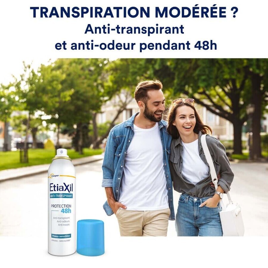 Etiaxil Déodorant Aérosol Protection 48h Transpiration Modérée Peaux sensibles 150ml