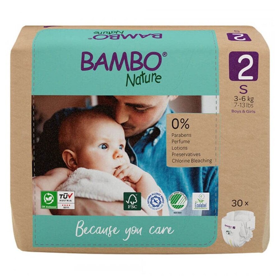 Boutique Bambo Nature Couches S Taille 2 3 à 6 kg x30 Bambo Nature Couches S Taille 2 3 à 6 kg x30