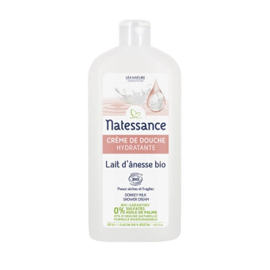 Natessance Crema de Ducha de Leche de Burra Bio para Pieles Secas y Frágiles 500 ml