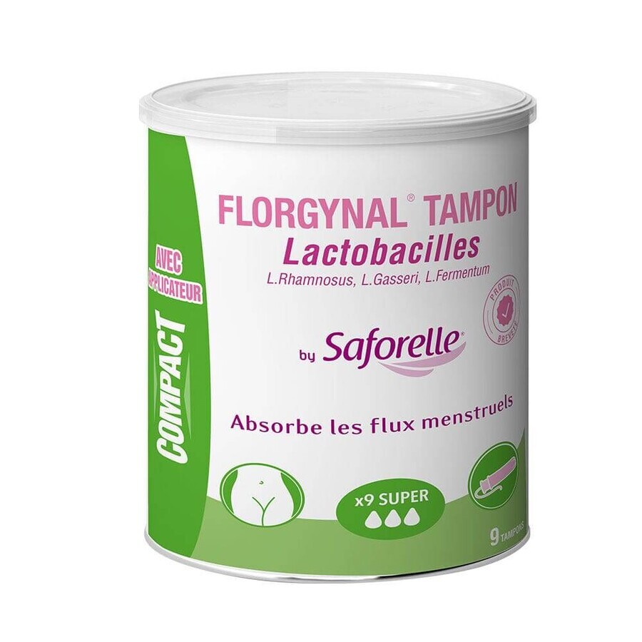 Saforelle Florgynal Tampoane cu Lactobacillus pentru menstruație Super compact cu aplicator X9