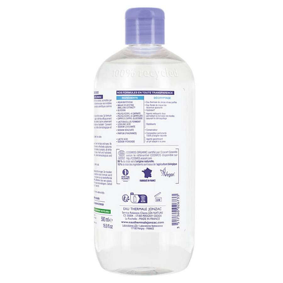 Eau thermale Jonzac organic moisturizing micellar water 500ml