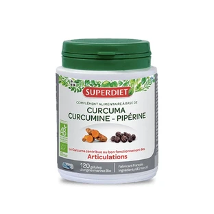 Superdiet Turmeric Curcumin Organic Piperine 120 Gelules