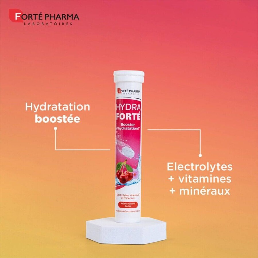 Forté Pharma Hydra Forté Hydration Booster Aromă naturală de cireșe 24 comprimate efervescente