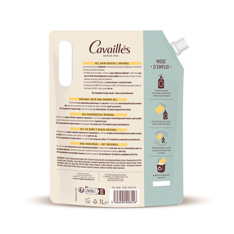 Cavaillès Eco Refill Gel de baie L'Original Sensitive Skin 1L