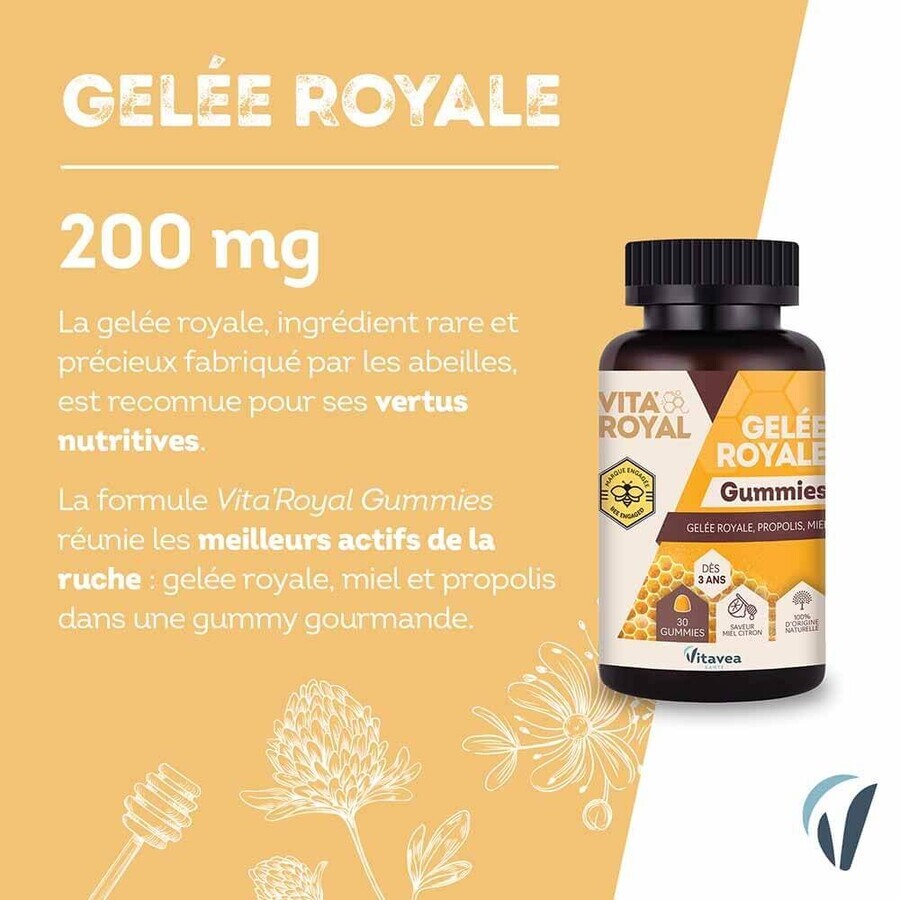 Vitavea Santé Vita'Royal Gelée Royale & Miel Saveur Miel Citron 30 gommes