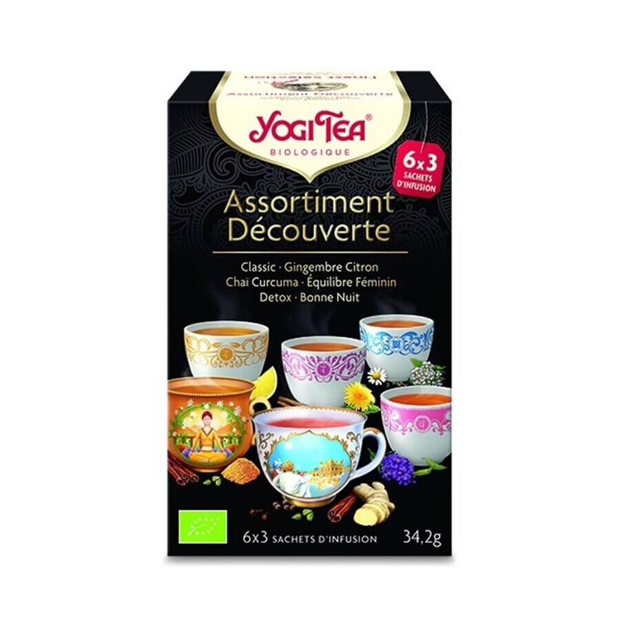 Yogi Tea Surtido Decouverte Clásico + Jengibre Limón + Chai Cúrcuma + Equilibrio Femenino + Detox + Noche
