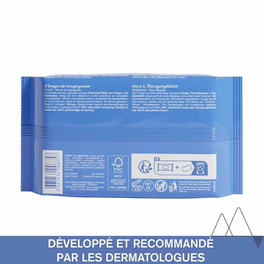 Uriage Baby-Wasser-Reinigungstücher x70