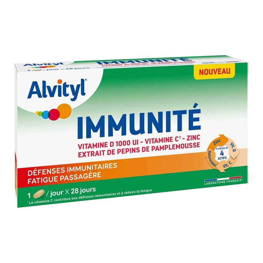 Alvityl Immunity - Vitaminas D, C, Zinc, extracto de semilla de pomelo 28 comprimidos