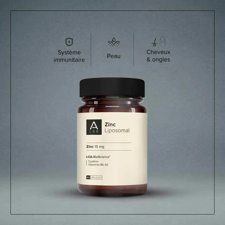 A-LAB Zinc Liposomal 15mg Immunité Peau Cheveux Vision Acné 60 gélules