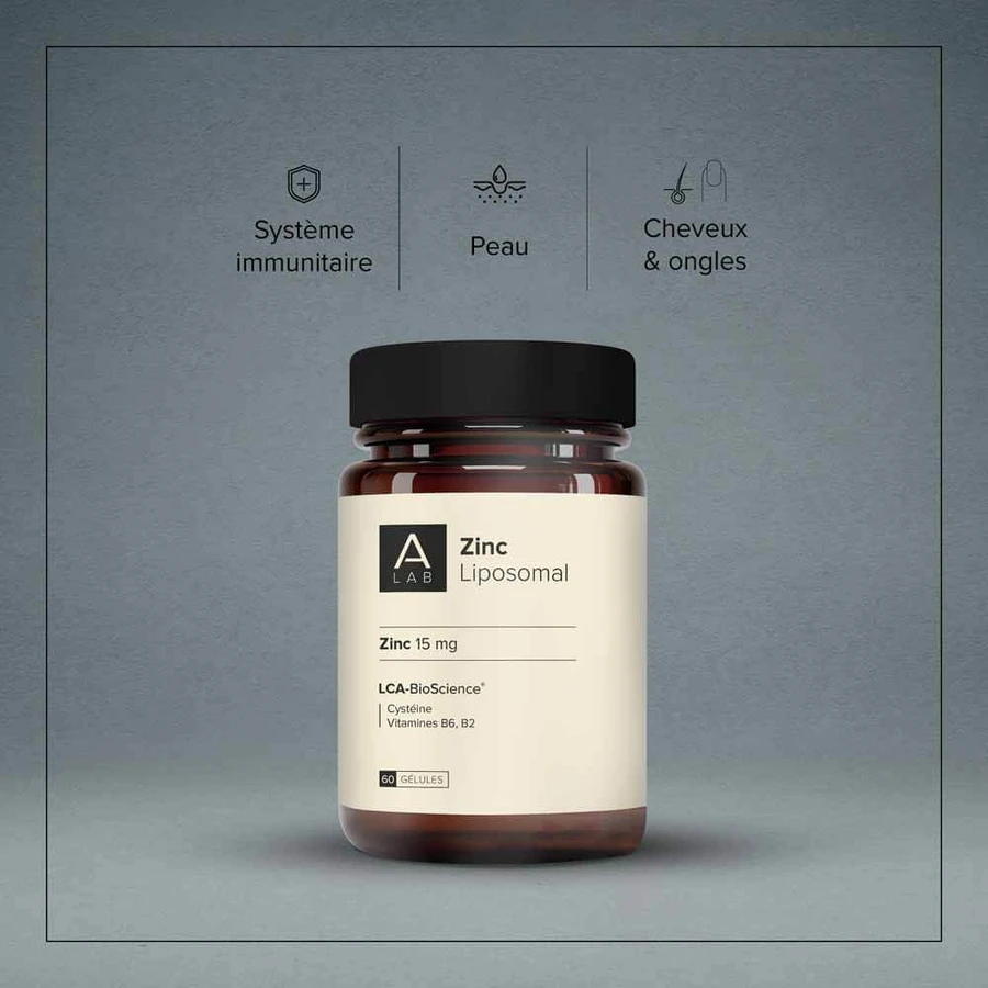 A-LAB Zinc Liposomal 15mg Immunité Peau Cheveux Vision Acné 60 gélules