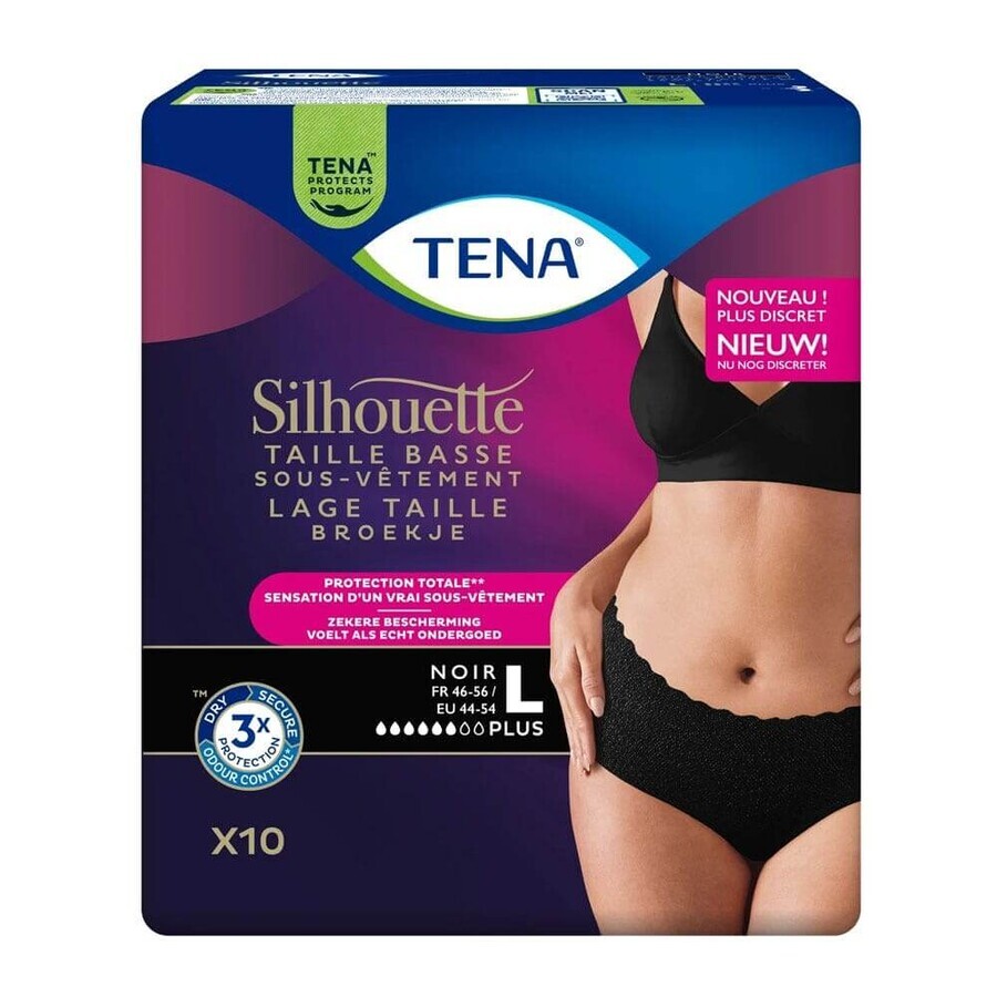 Tena Silhouette Ropa Interior Mujer Urinary Protect Cintura Baja Plus Noir