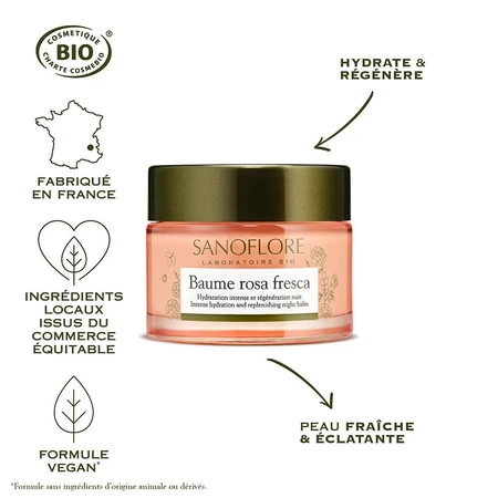 Sanoflore Rosa Baume De Rosee Hydratation Intense Et Regeneration Nuit 50ml
