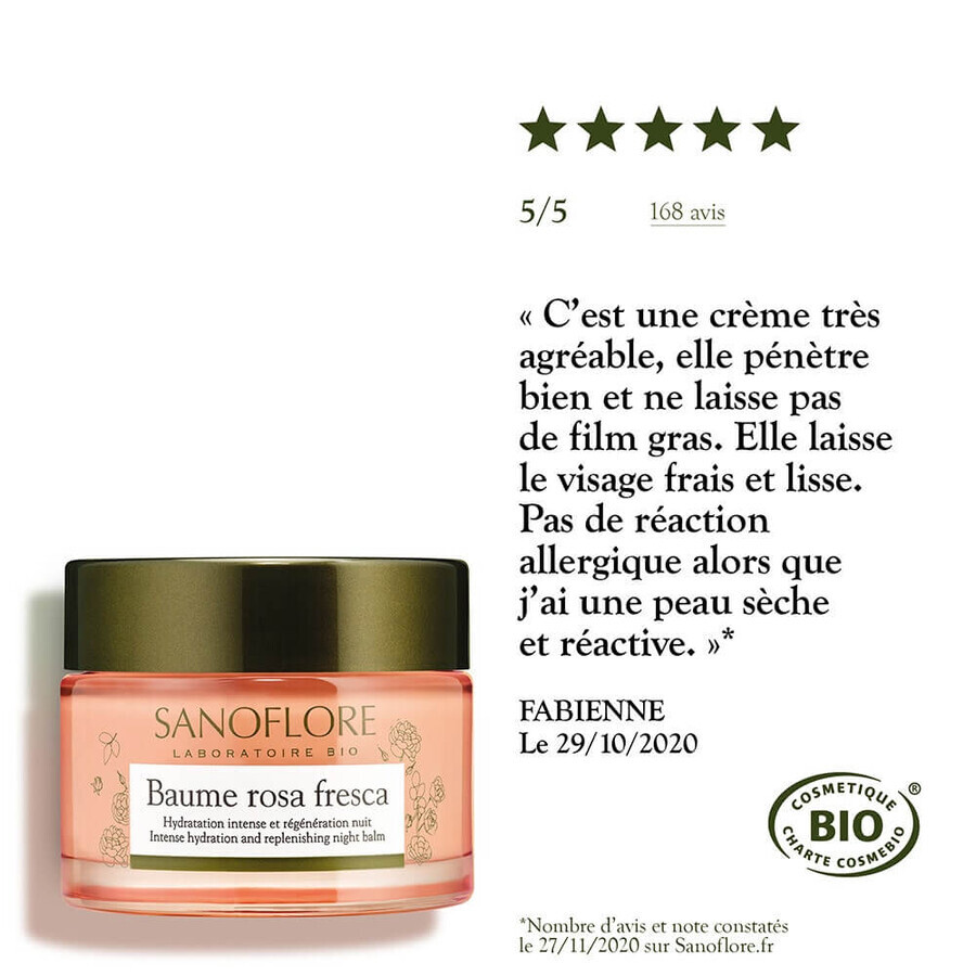 Sanoflore Rosa Baume De Rosee Hydratation Intensive Et Regeneration Nuit 50ml