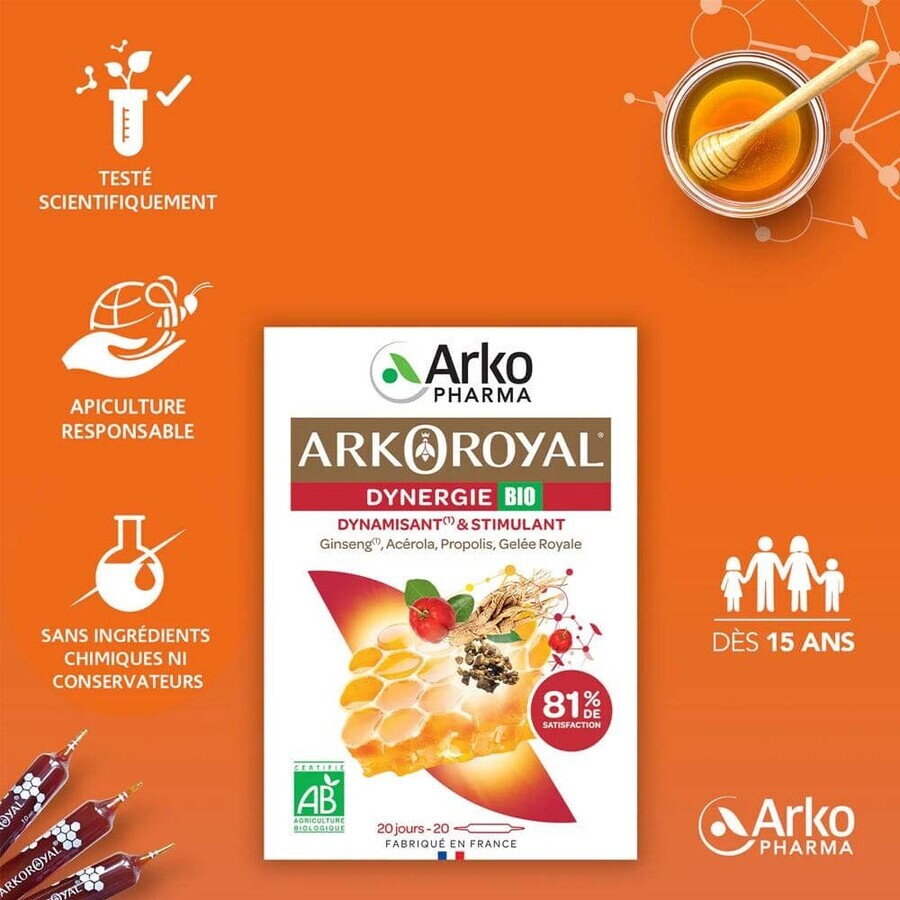 Arkopharma Arkoroyal Dynergie Bio Dinamizante y Estimulante 20 ampollas