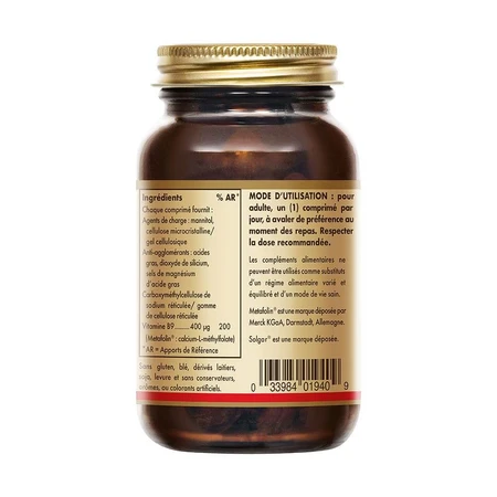 Solgar Metafolin® 400 µg Vitamine B9 gepatenteerd Zwangerschap x50 tabletten