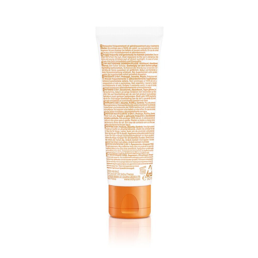 Vichy Capital Soleil Cremă solară matifiantă 3 în 1 argilă verde Spf50+ 50ml Vichy Capital Soleil Cremă solară matifiantă 3 în 1 argilă verde Spf50+ 50ml