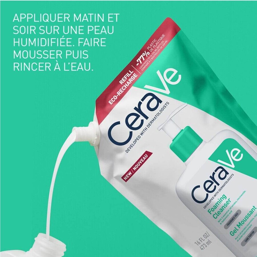 Cerave Cleanse Visage Recharge Gel Moussant Visage Et Cou Peaux Normales A Grasses 473 ml