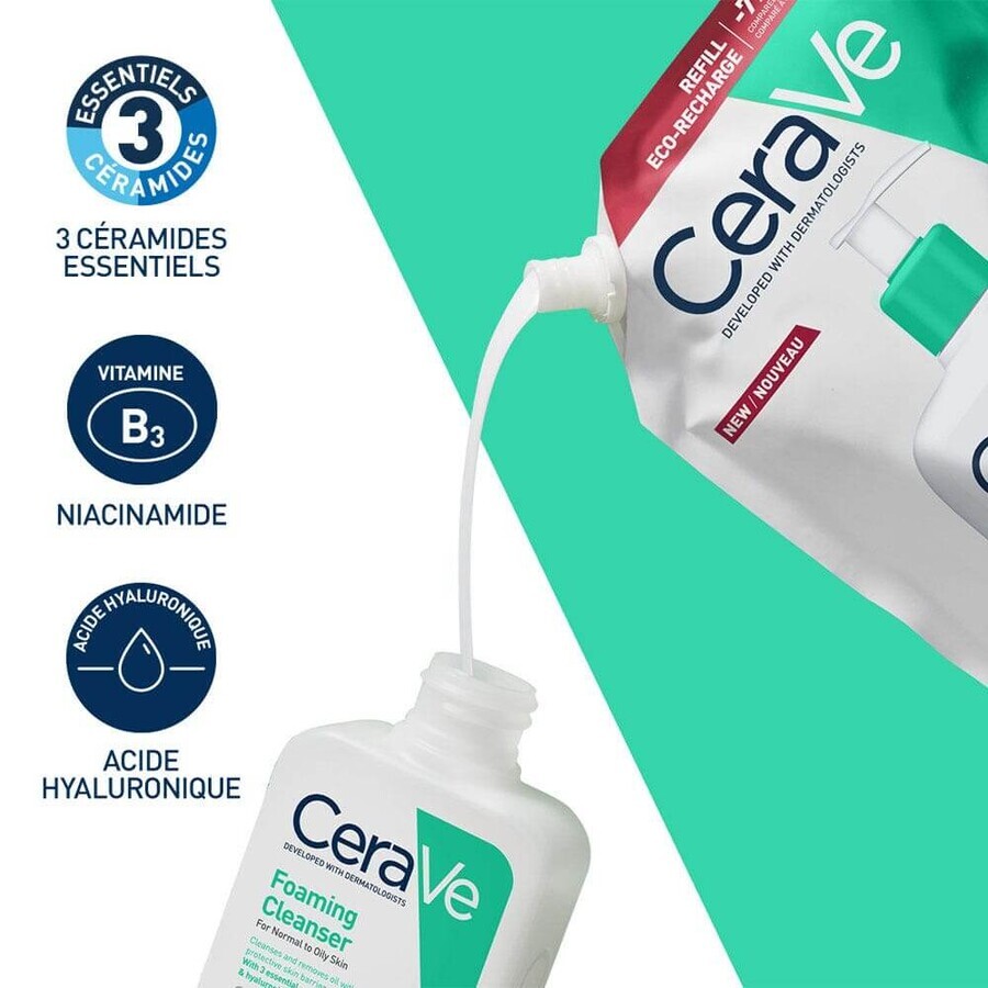 Cerave Cleanse Visage Recharge Gel Moussant Visage Et Cou Peaux Normales A Grasses 473 ml