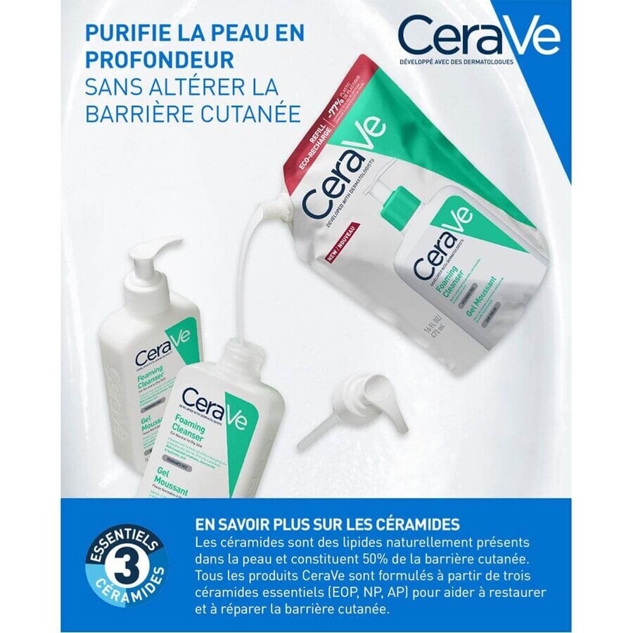 Cerave Cleanse Visage Recharge Gel Moussant Visage Et Cou Peaux Normales A Grasses 473 ml