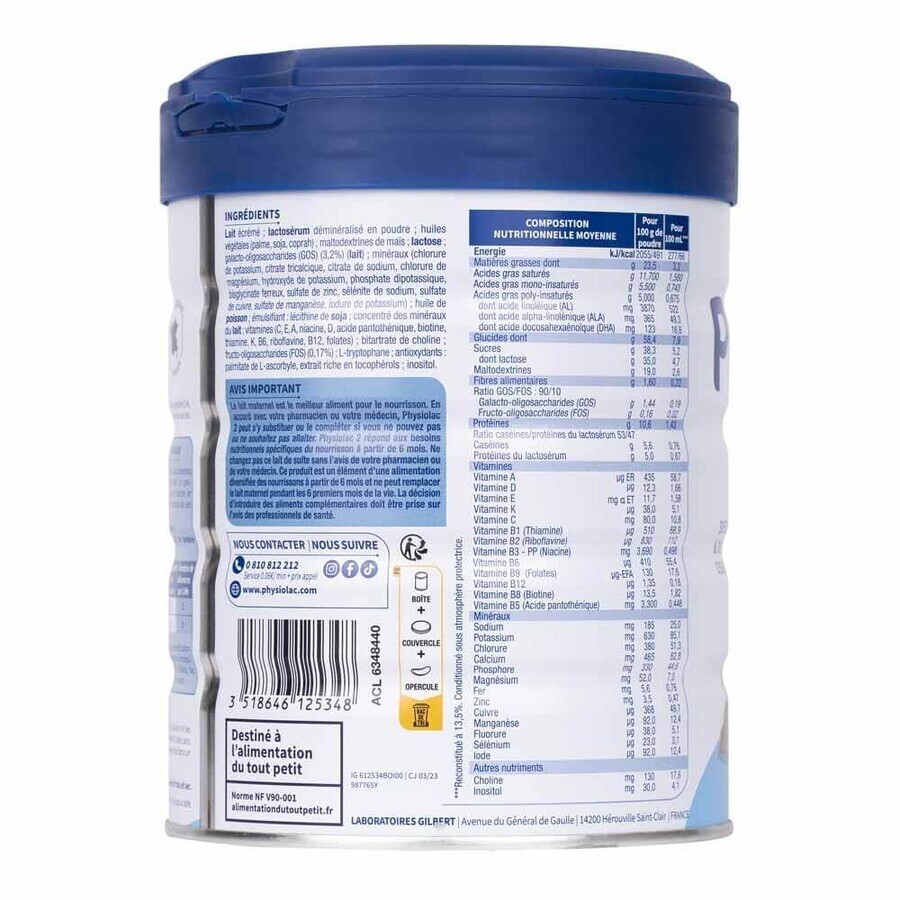 Physiolac 2 Milk Powder 6 to 12 months 800g
