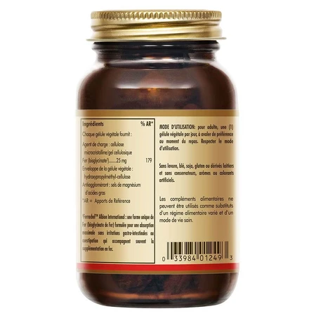 Solgar Fer Doux (Gentle Iron) 25mg Vitalité 90 gélules végétales