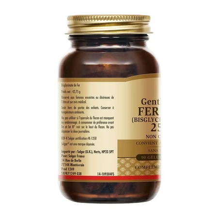 Solgar Fer Doux (Gentle Iron) 25mg Vitalité 90 gélules végétales