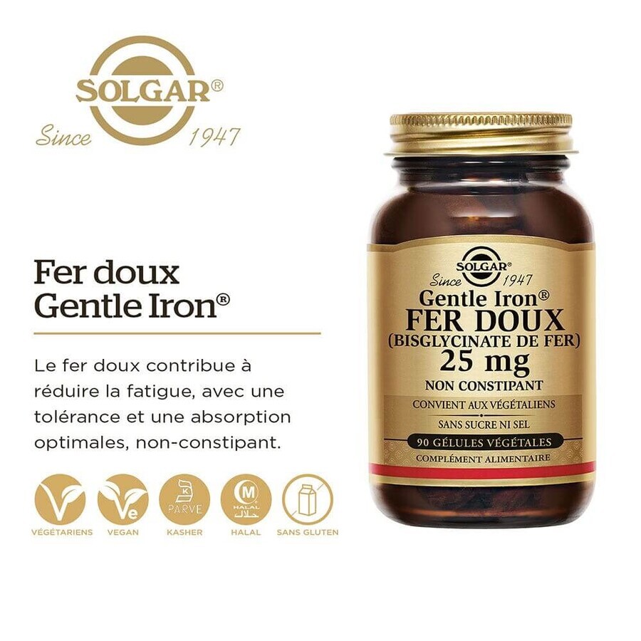 Solgar Hierro Suave 25 mg Vitalité 90 cápsulas vegetales