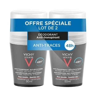 Vichy Men's Deodorant Roll-on Antiperspirant 48h Sensitive Skin 2x50ml