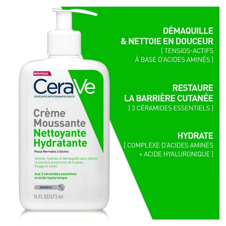Cerave Gezichtsreiniger Hydraterende schuimende crème voor de normale tot zeer droge huid 473ml