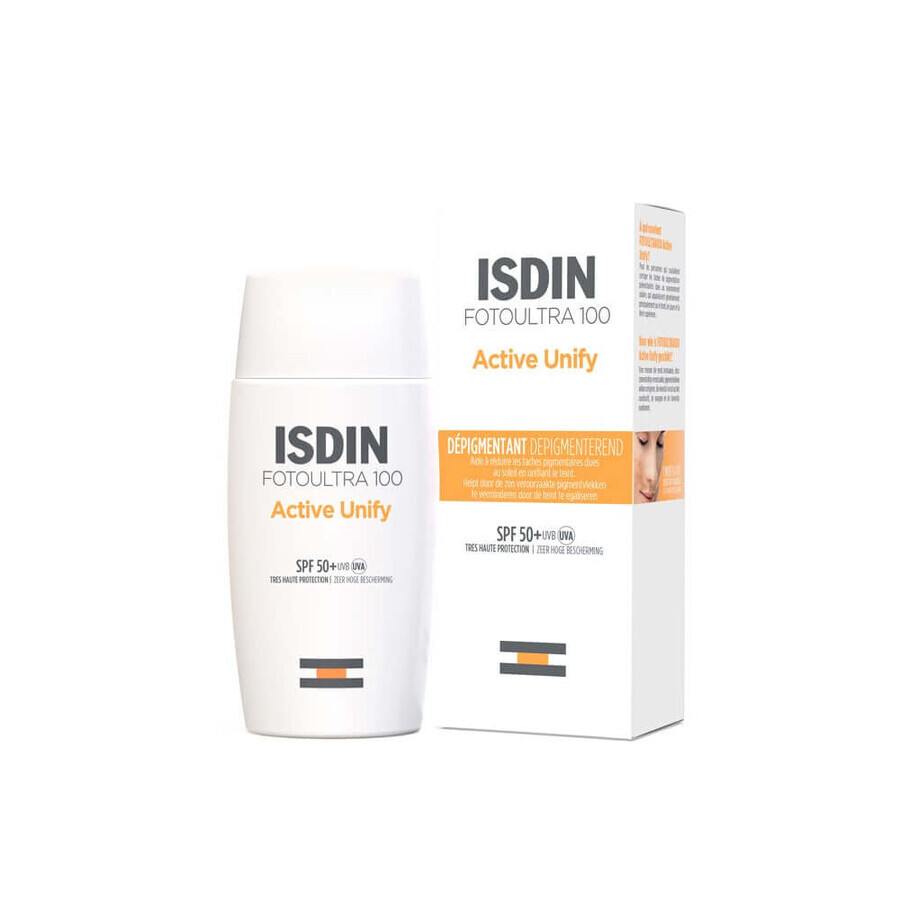 Cumpără Isdin Active Unify FotoUltra 100 cremă solară facială depigmentantă SPF50+ 50ml Isdin Active Unify FotoUltra 100 cremă solară facială depigmentantă SPF50+ 50ml